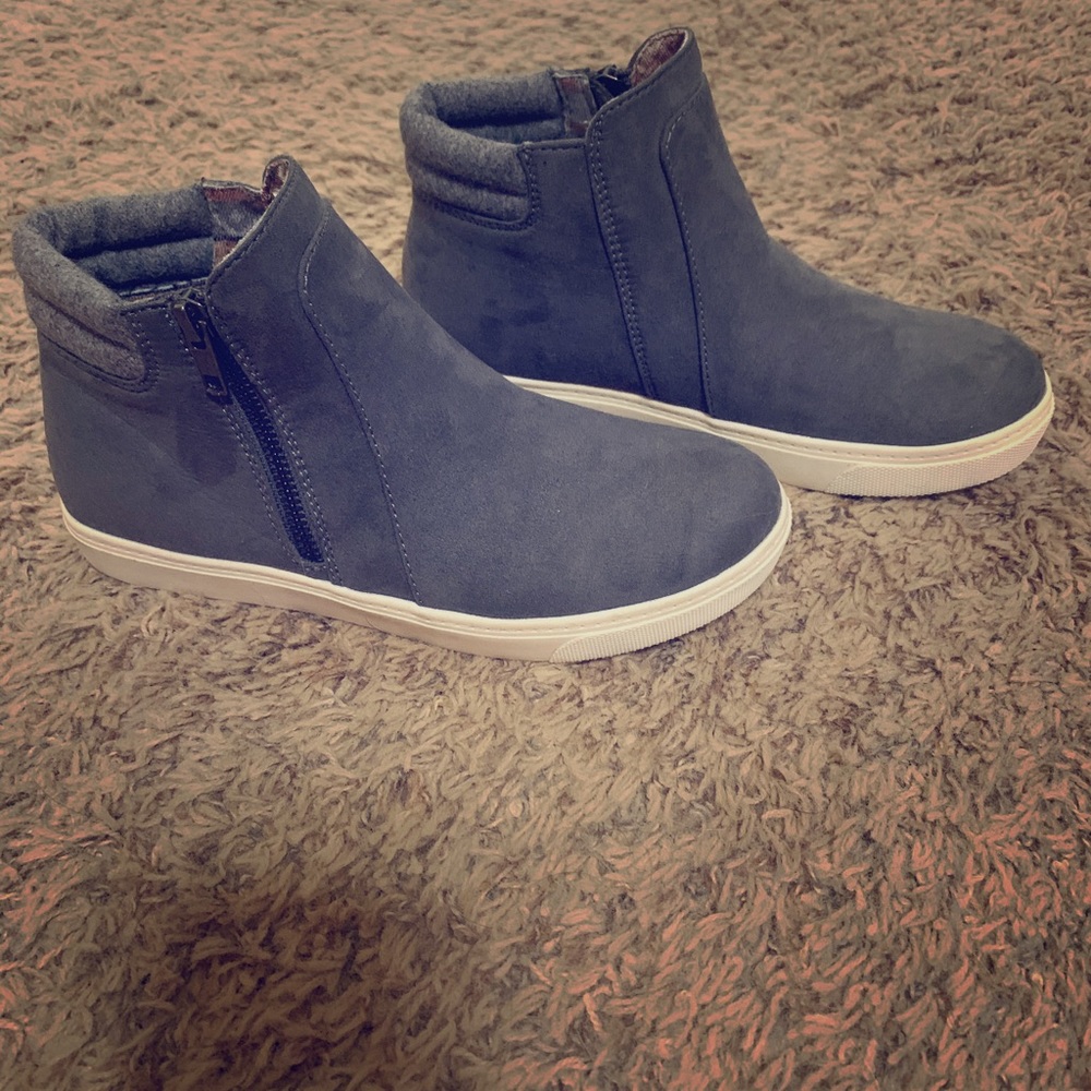 Grey high top sneakers